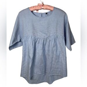 Light Blue & White Striped Blouse Size Small